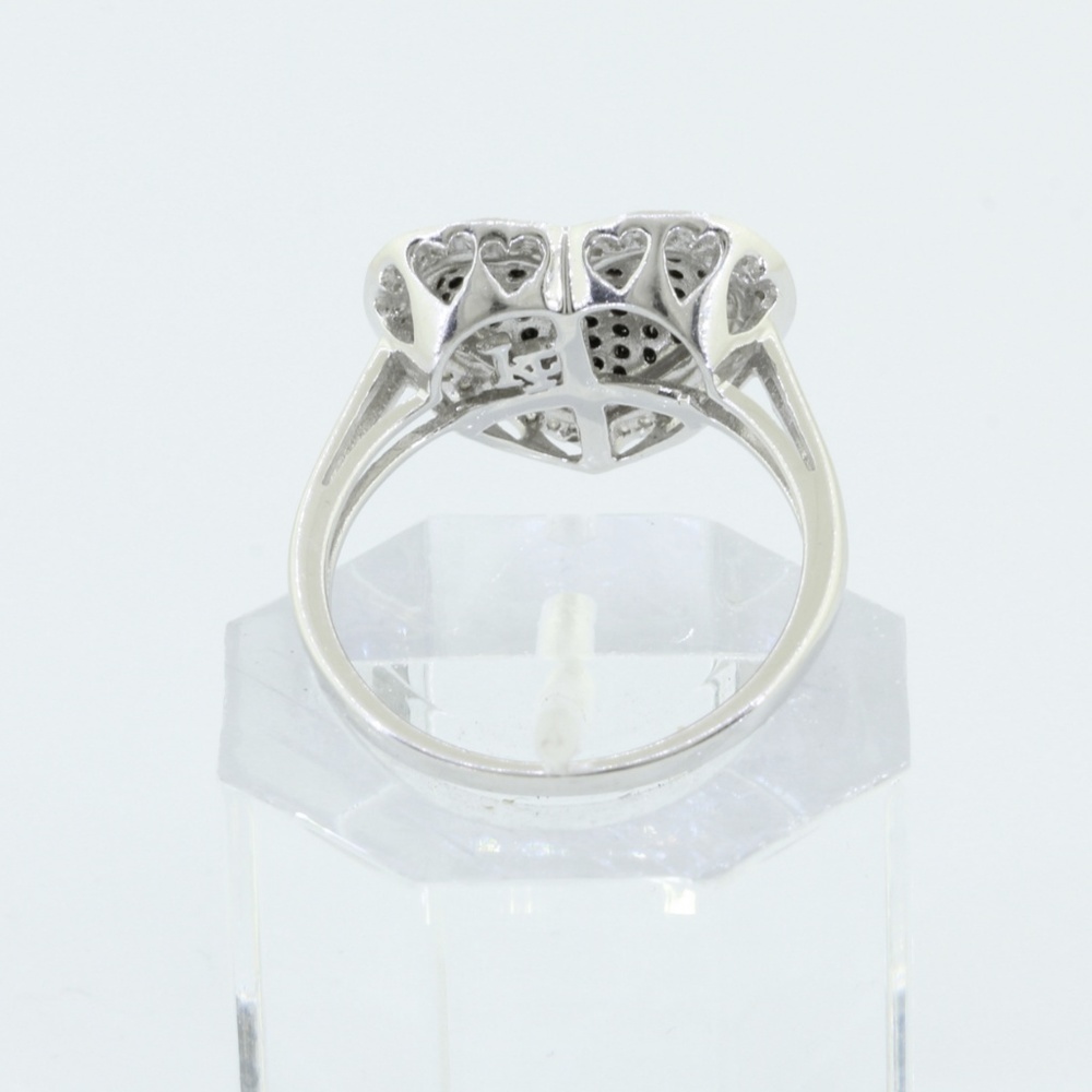 10k White Gold Black & White Diamond Heart Ring - Picture 6 of 6